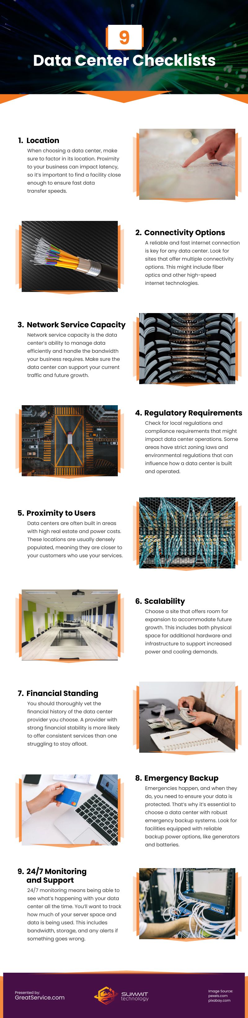 9 Data Center Checklists Infographic